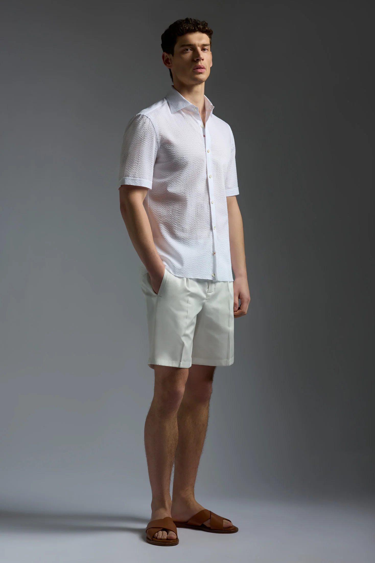 Cotton Seersucker Short Sleeve Jersey Shirt - Image 2