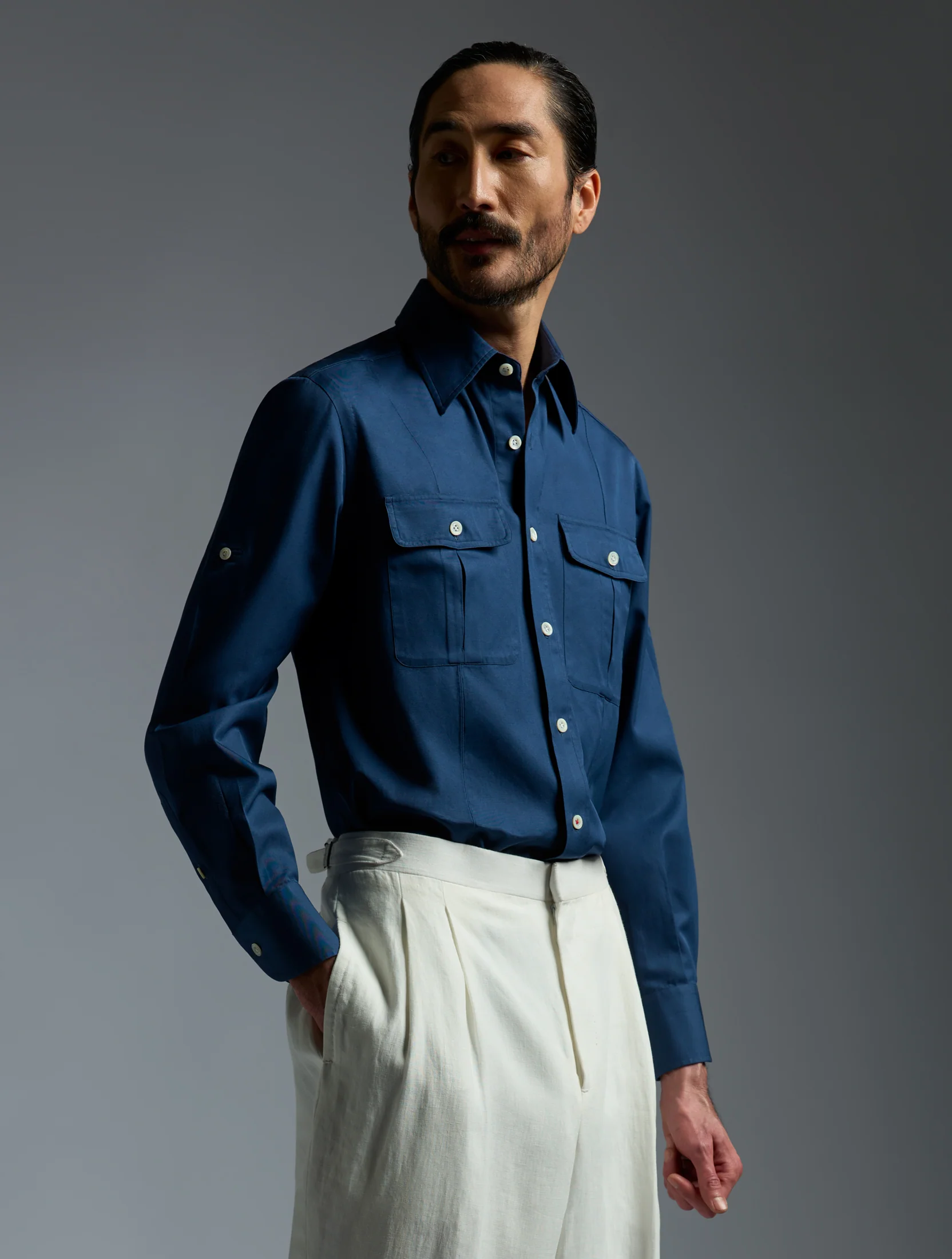Cotton Gabardine Tailored Shirt - Image 21