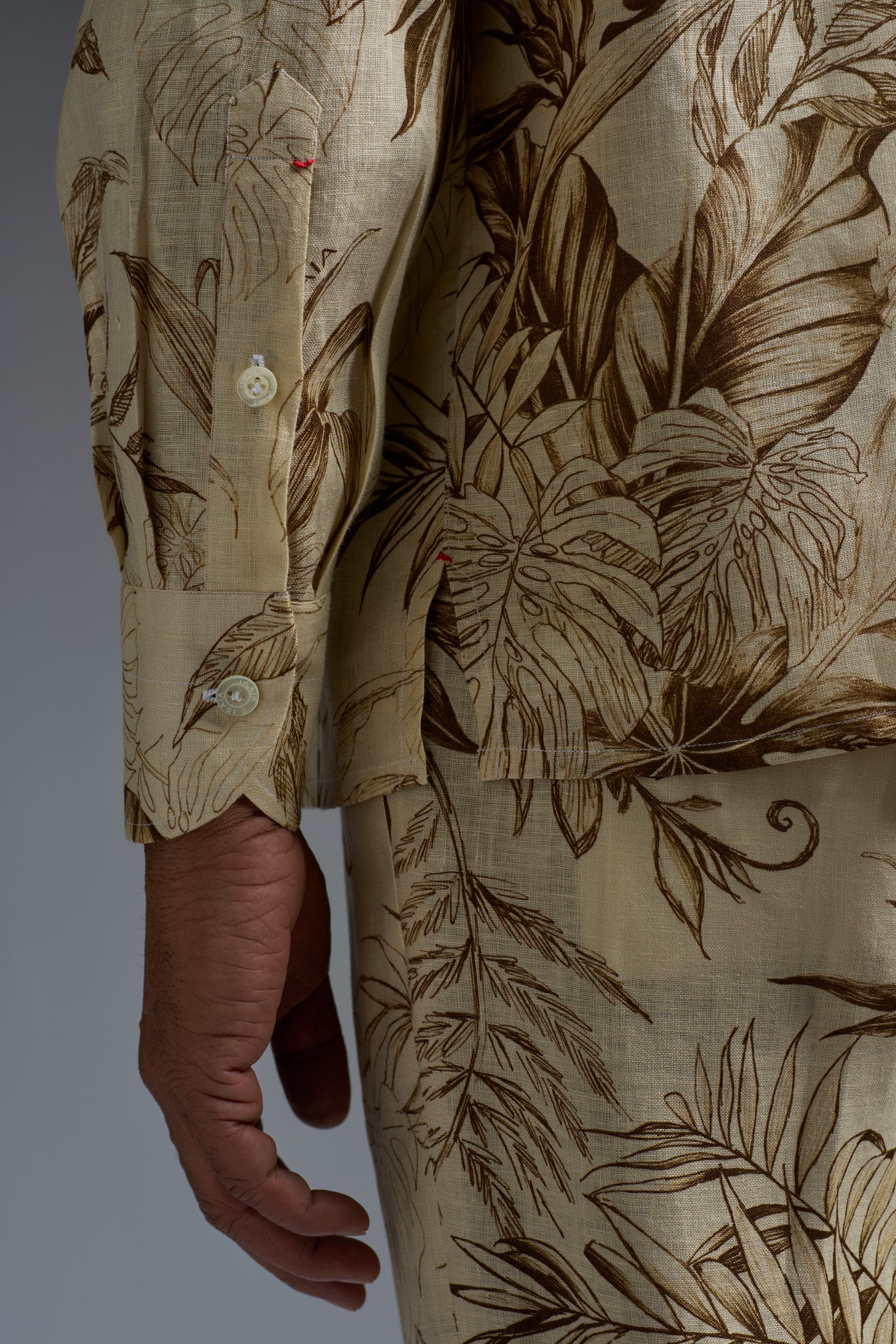 Vegetation Printed Linen Camp Collar Long Sleeves Shirt - Image 4