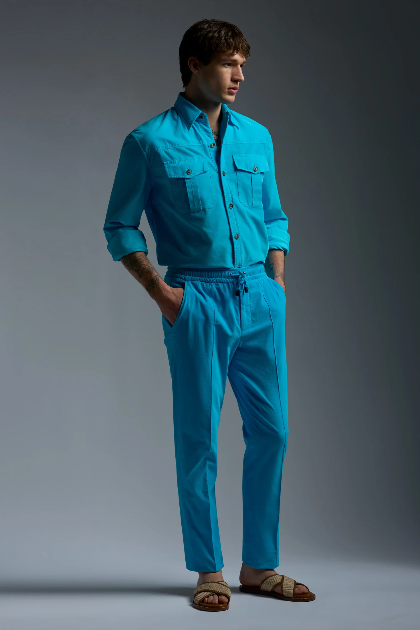 Garment Dyed Cotton Corduroy Comfort Long Sleeves Two Pockets Shirt - Image 12