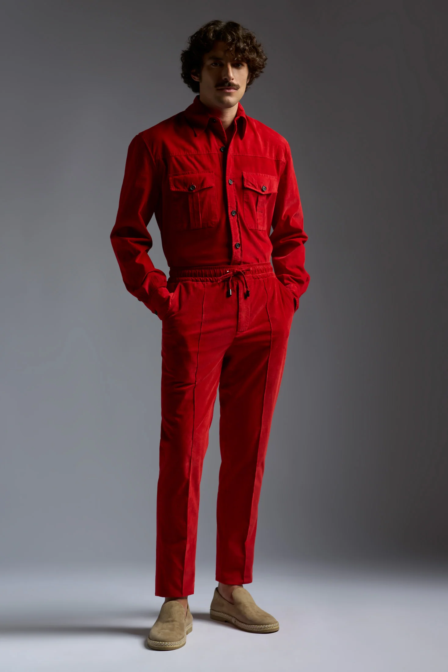 Garment Dyed Cotton Corduroy Comfort Long Sleeves Two Pockets Shirt - Image 2