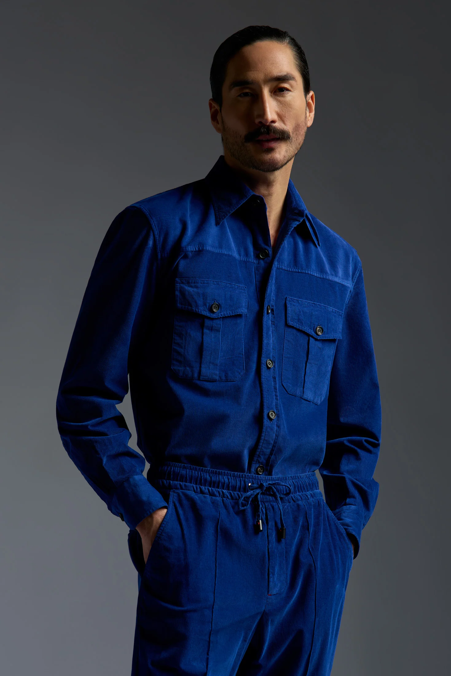 Garment Dyed Cotton Corduroy Comfort Long Sleeves Two Pockets Shirt - Image 6