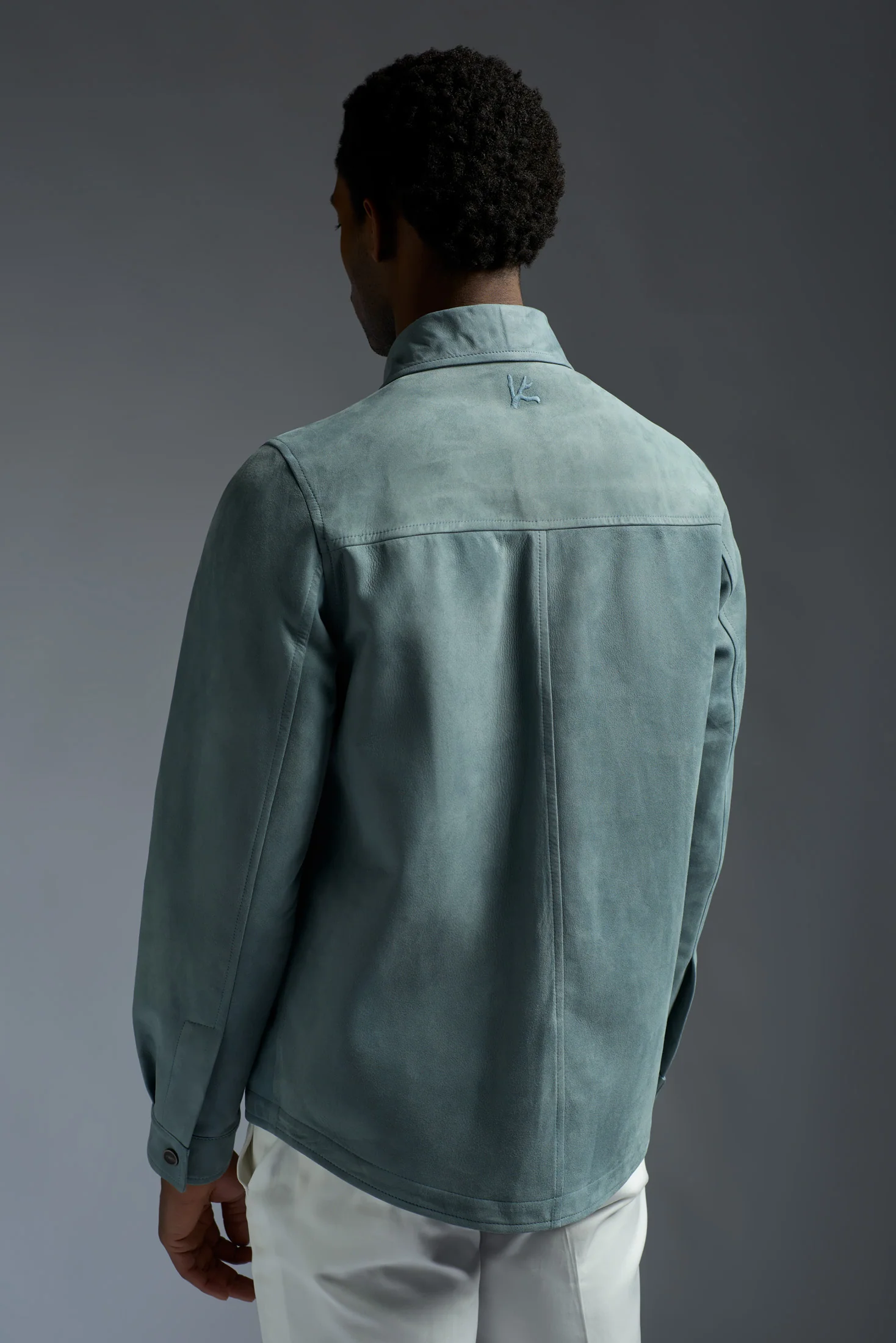 Aqua Suede Double Overshirt - Image 3