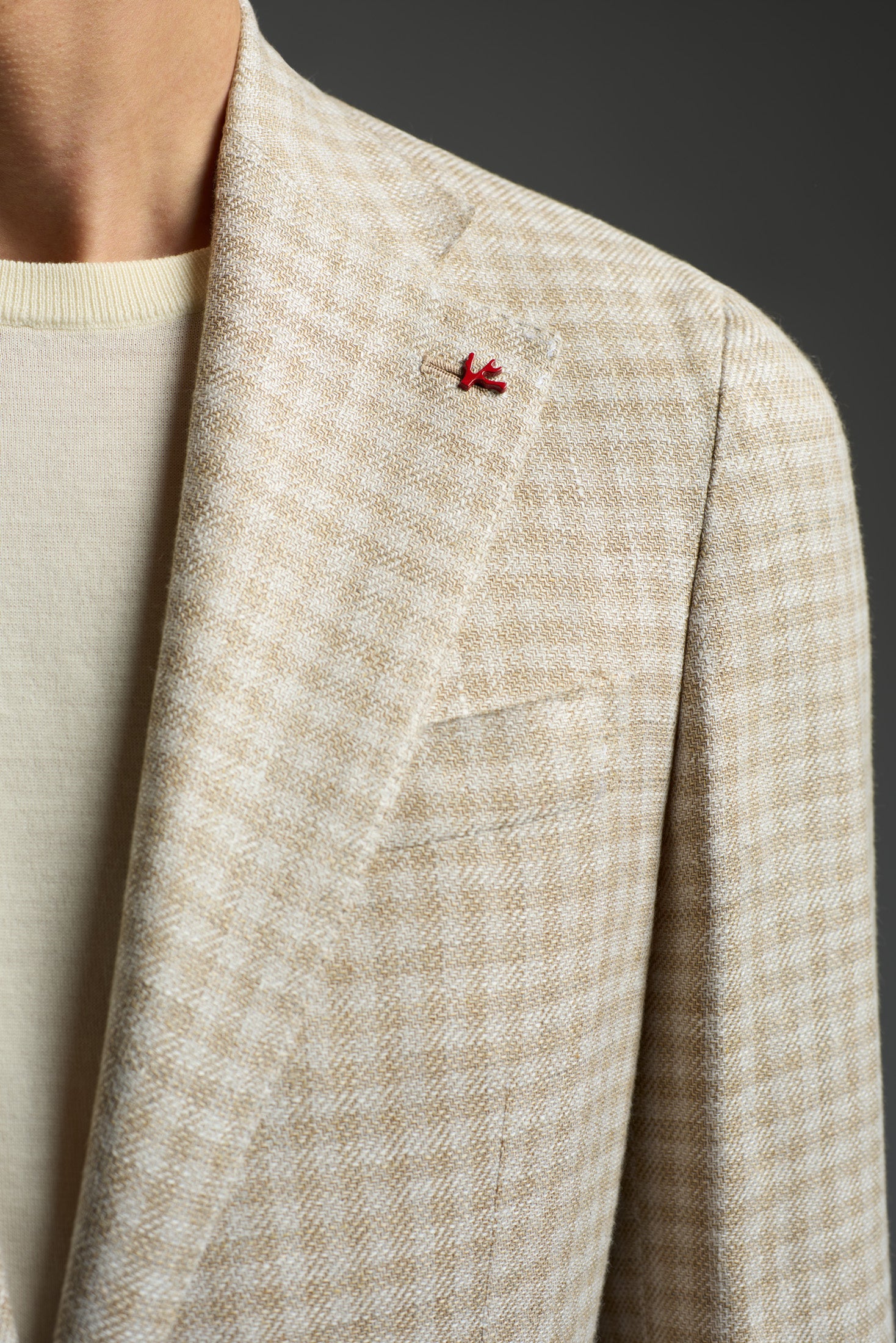 Natural Color Linen Wool and Silk Marechiaro Blazer - Image 4