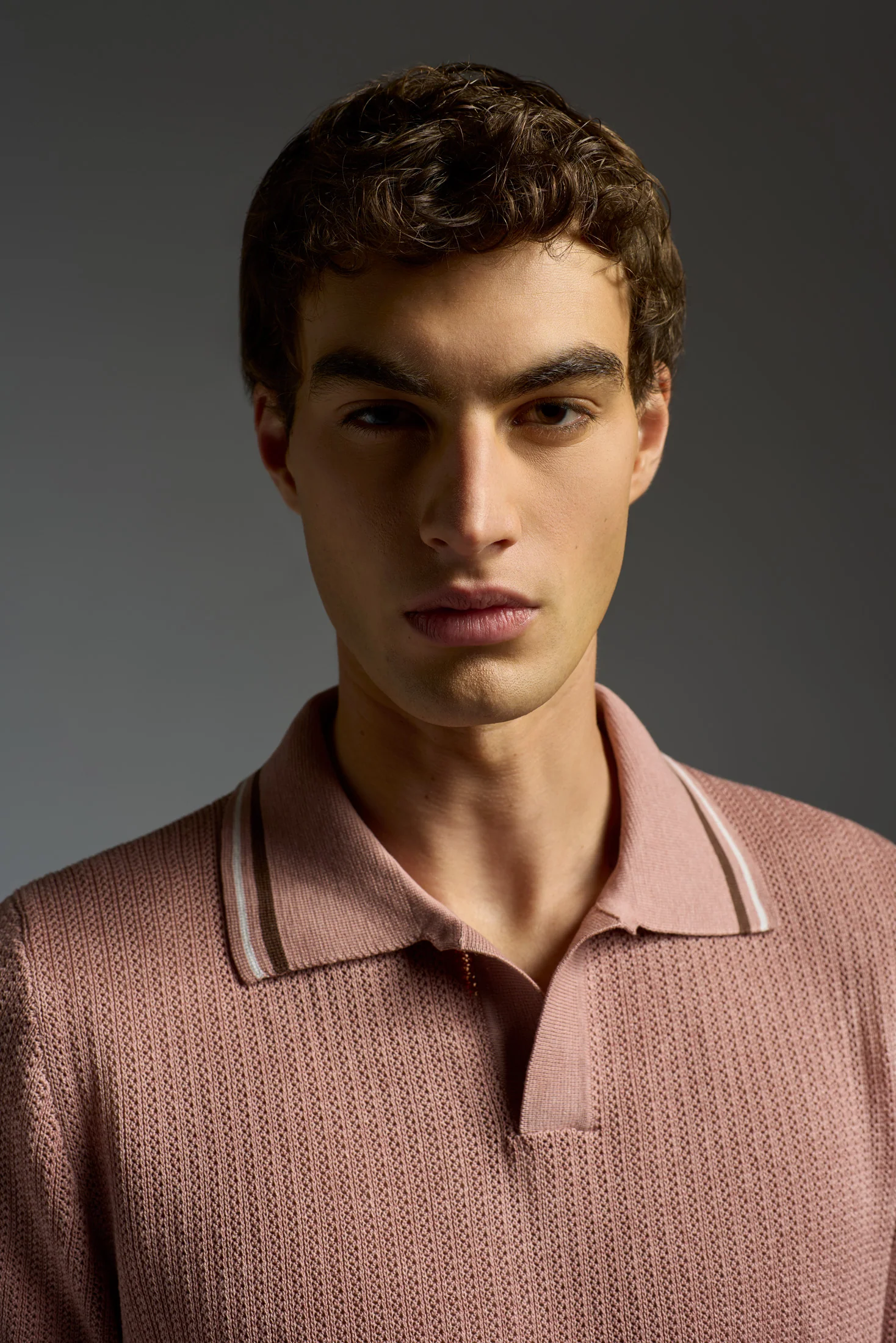 Silk and Linen Open Collar Short Sleeve Polo - Image 3