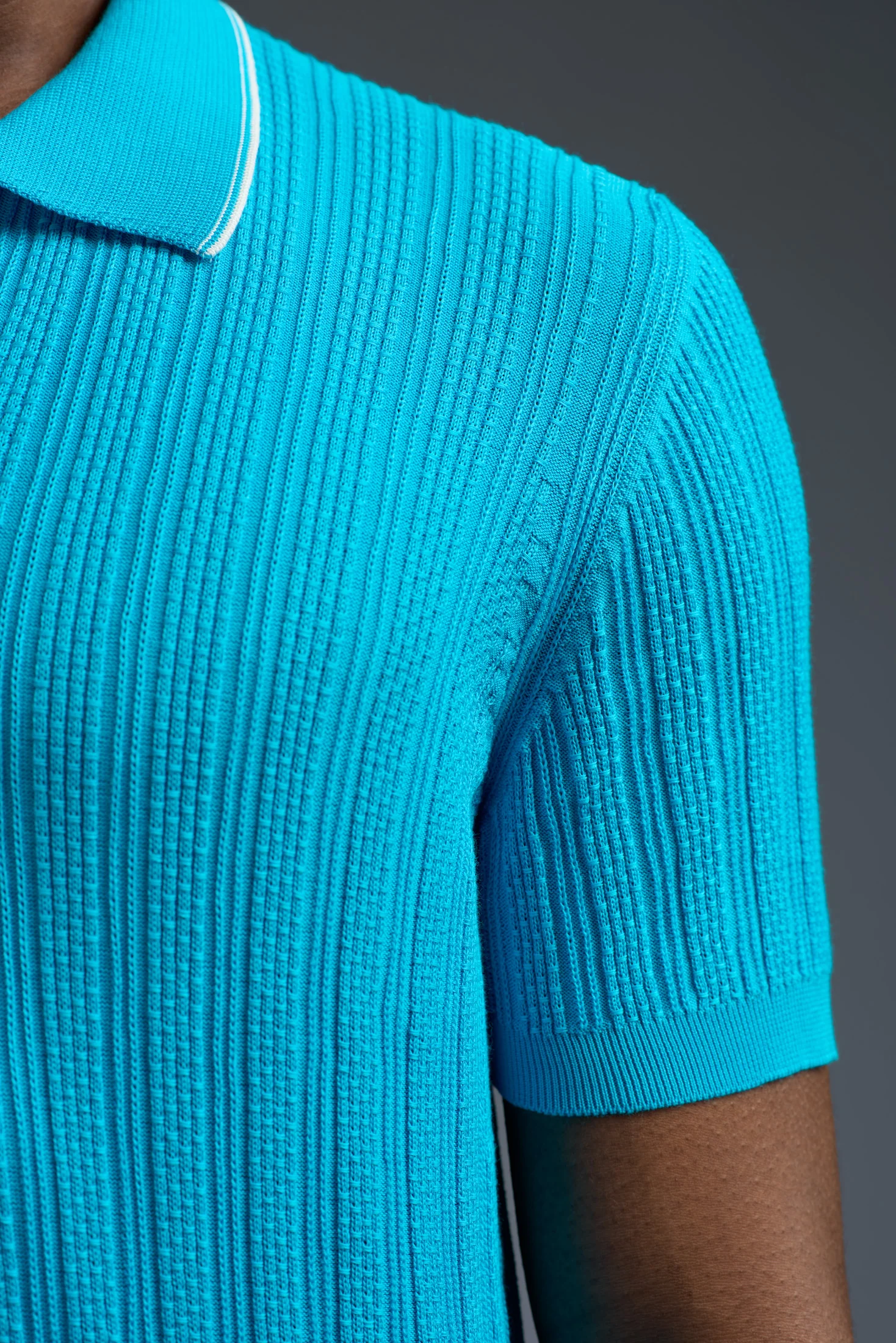 Cotton Multistitch Open Collar Polo - Image 4
