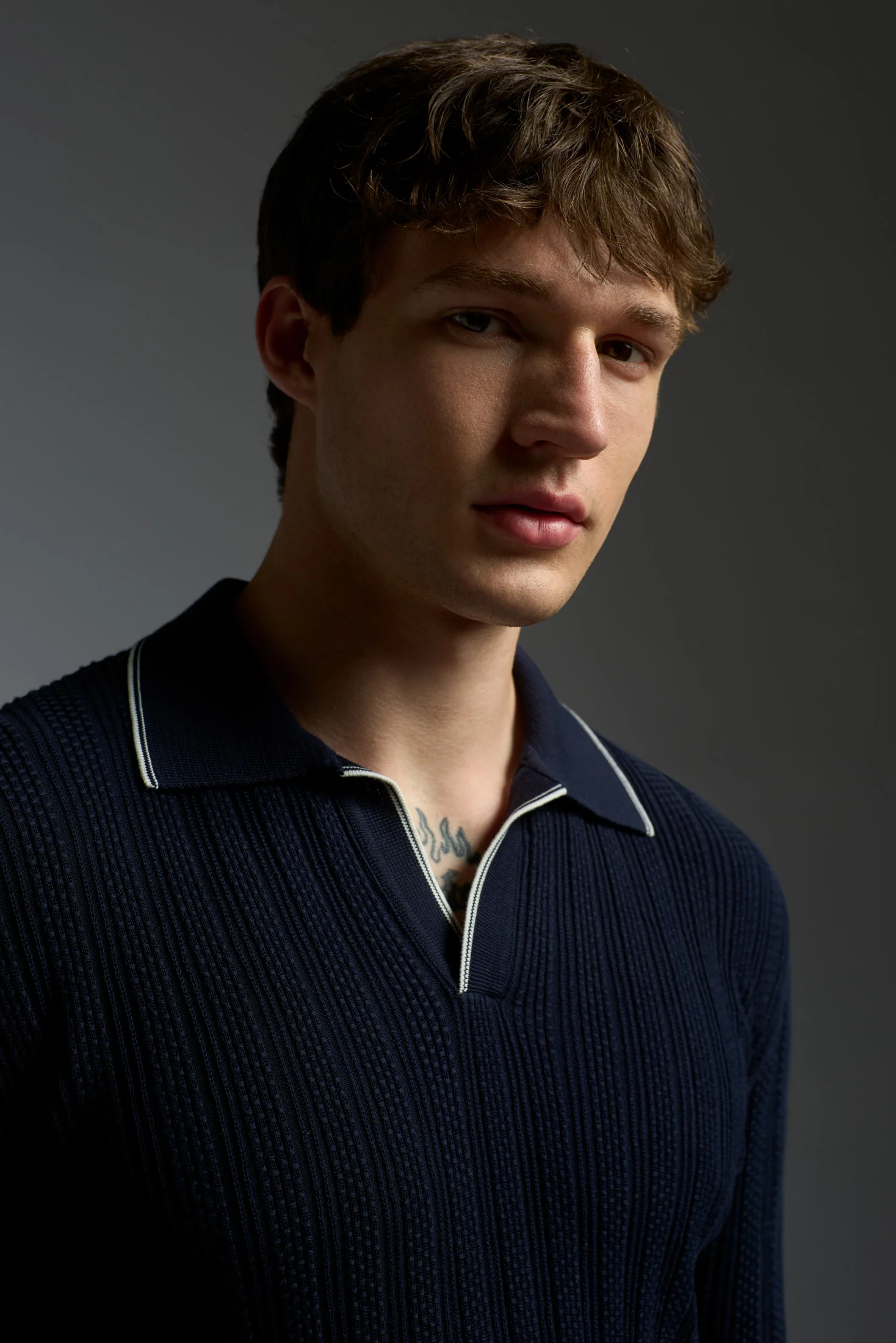 Cotton Multistitch Open Collar Polo - Image 8