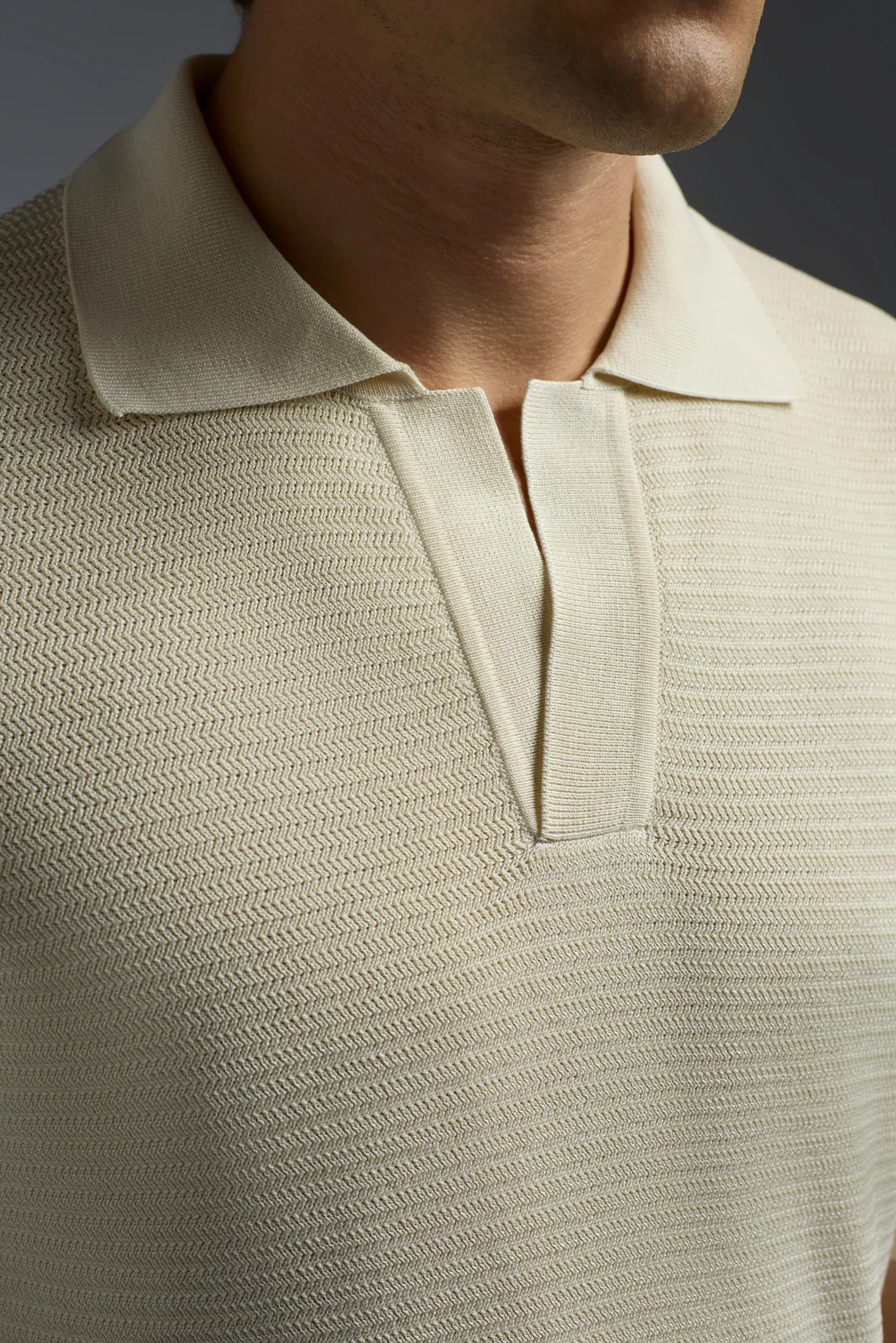 Open Collar Polo SOLID SILK STITCH DETAILS F.12 - Image 3
