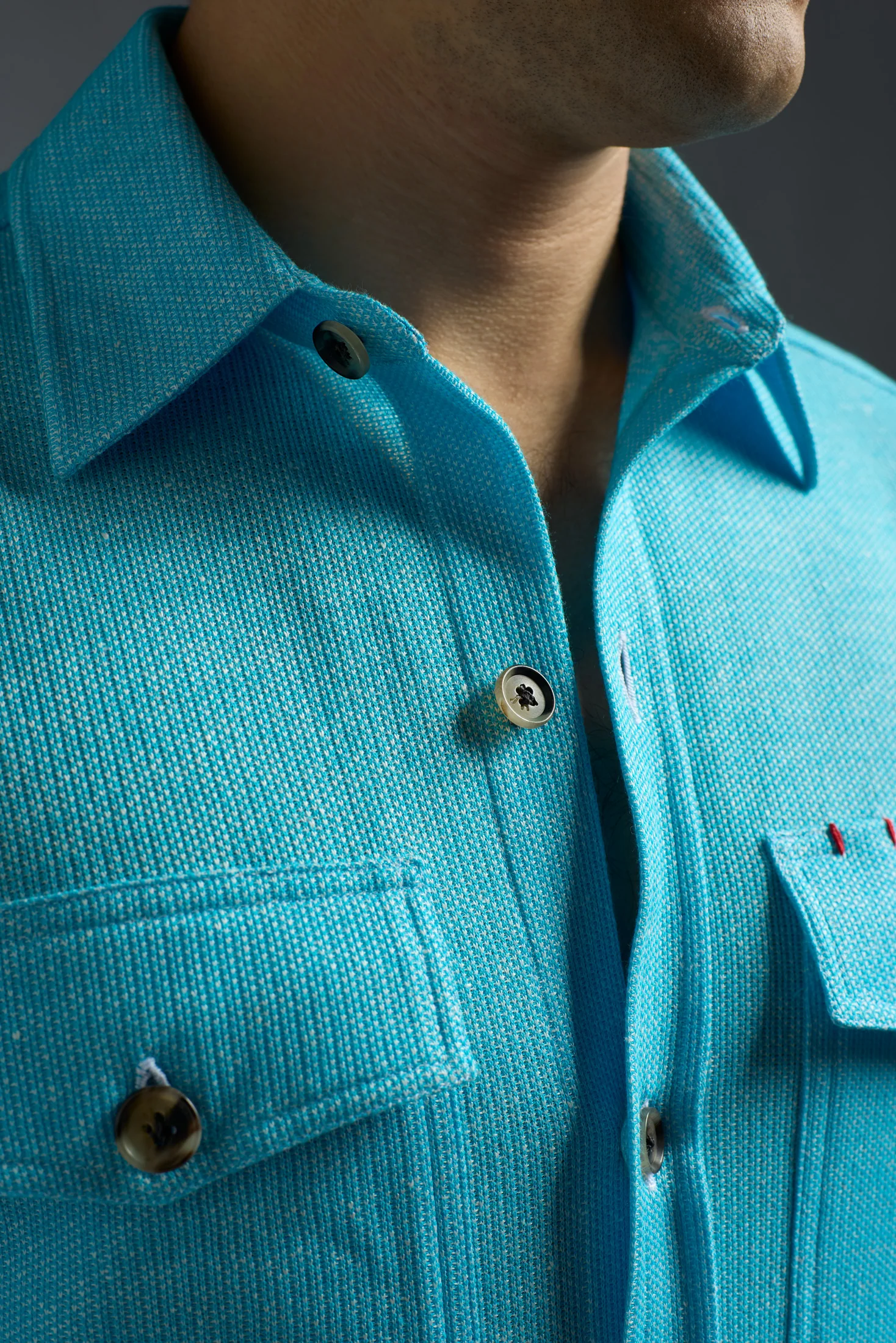Comfort Cotton Linen Jersey Four Pockets Overshirt - Image 3
