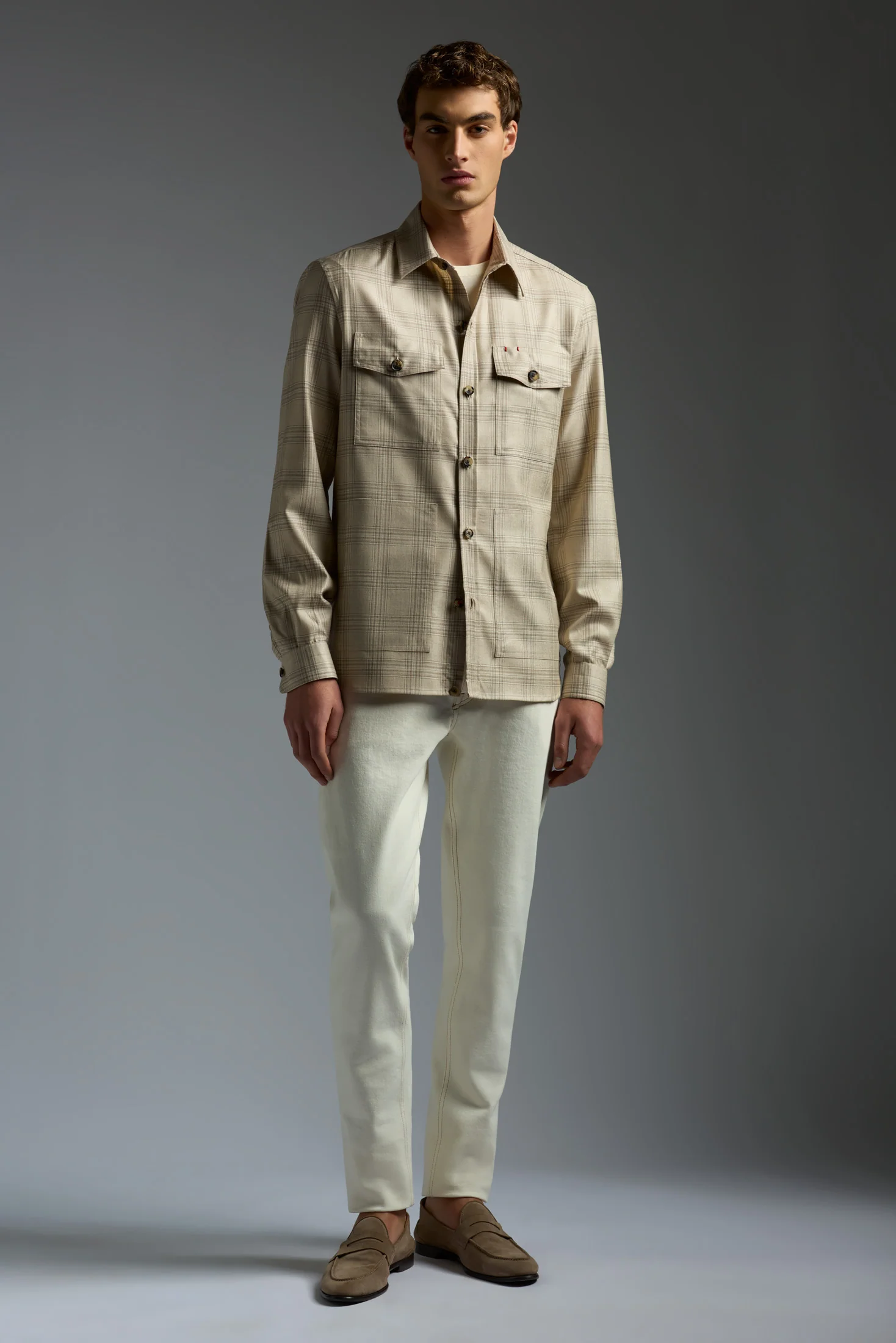 Natural Cashmere Linen Four Pockets Overshirt - Image 2