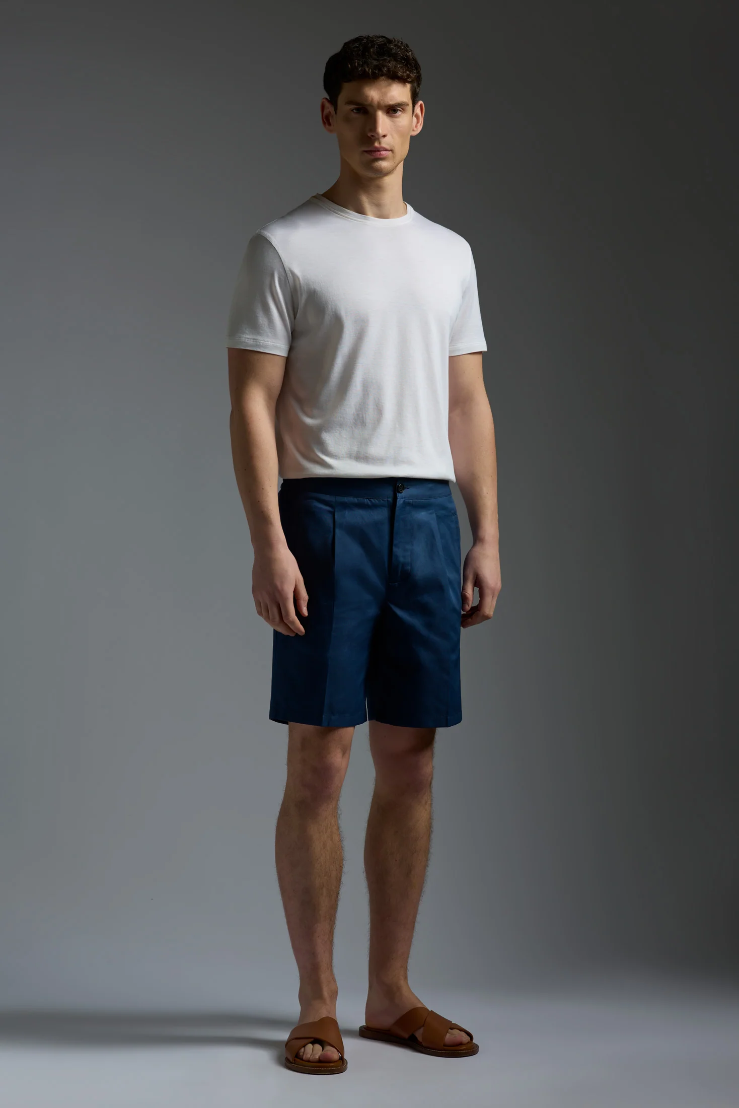 Cotton Gabardine Single Pleated Comfort Short Pants - Image 5